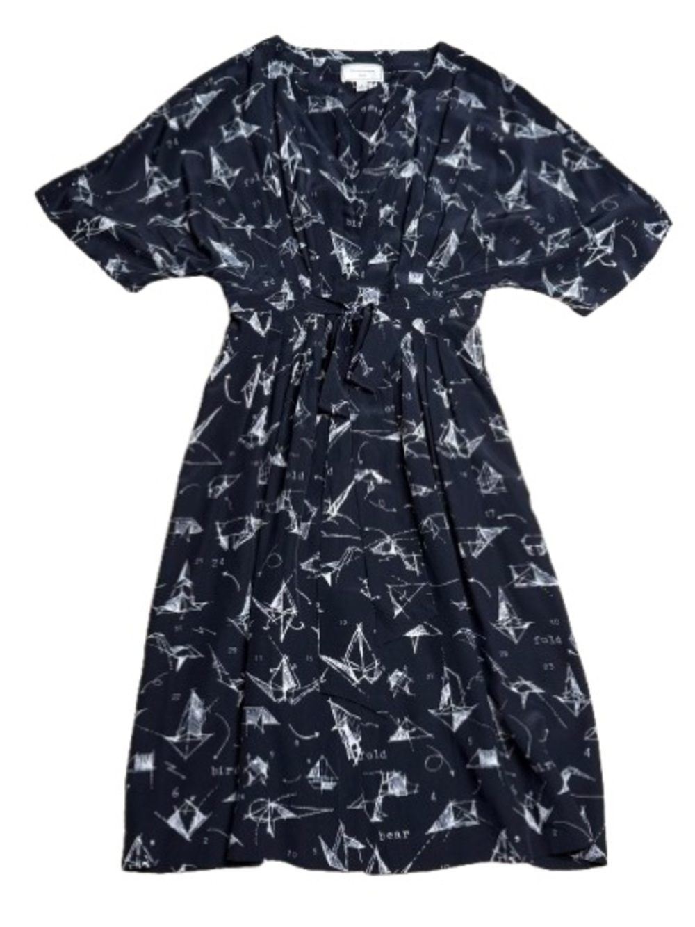 100% SILK Moulinette Soeurs Many Folds Origami Shirt Dress button down Size 2